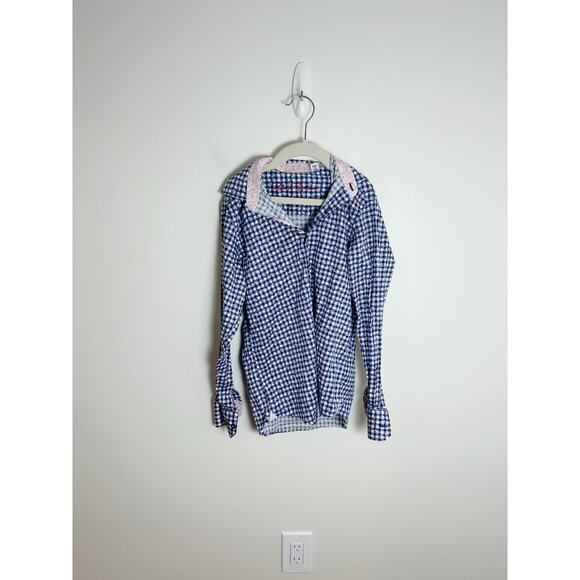 Robert Graham Kids Checkered Button Up Shirt with Pink Collar Size 10-12 - Picture 3 of 9